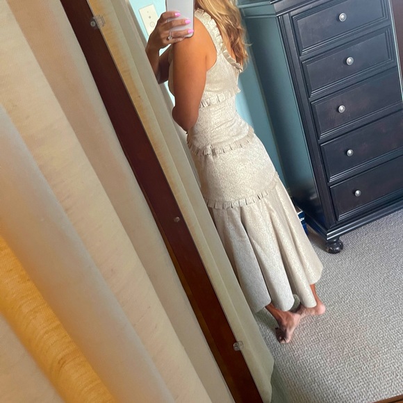 Gold Formal long Dress 4 ROSS MAYER prom wedding - Picture 2 of 9